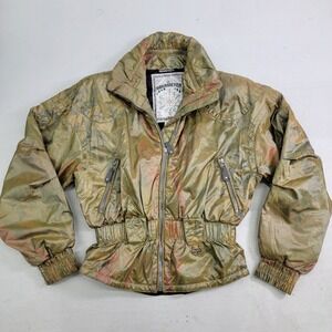 Obermeyer Iridescent Cassandra Gold Ski Snowboard Winter Jacket Women's Sz 8 EUC